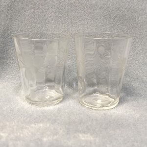 Etched Crystal Octagonal Shot glasses set of 2 Floral Etching
